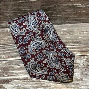 Bert Pulitzer Paisley Silk Tie Burgundy and Navy Men’s Vintage‎ Formal Necktie